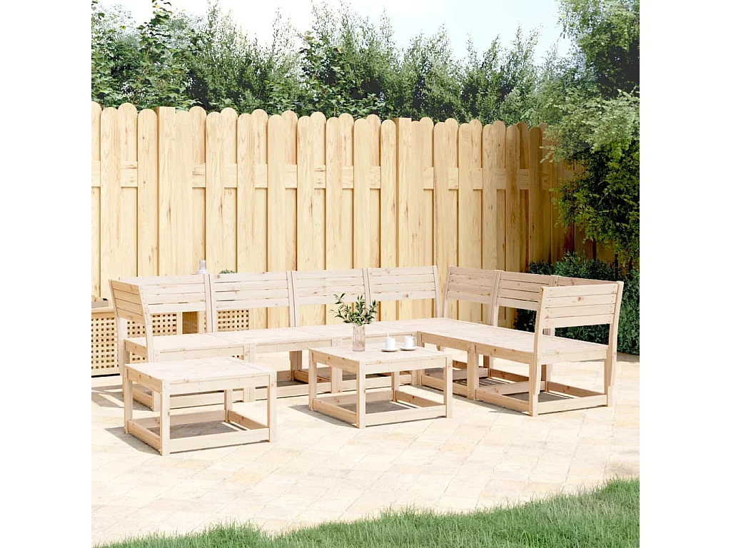 Set Salotto da Giardino 7 pz in Legno Massello di Pino