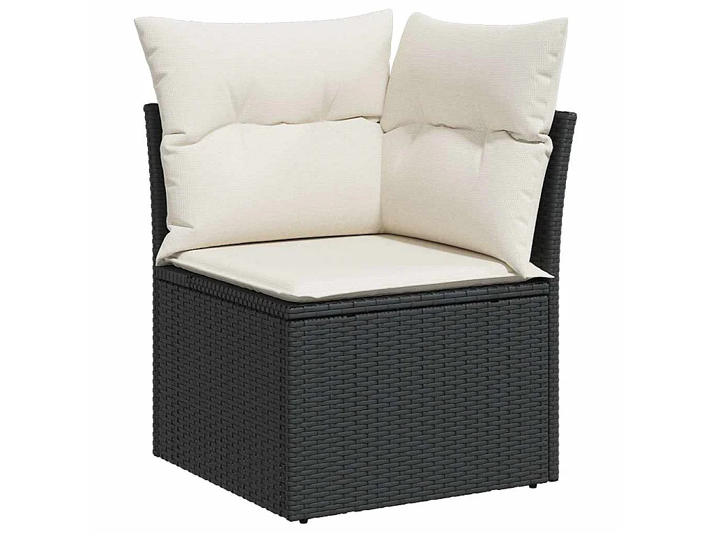7-tlg. Garten-Sofagarnitur mit Kissen Schwarz Poly Rattan
