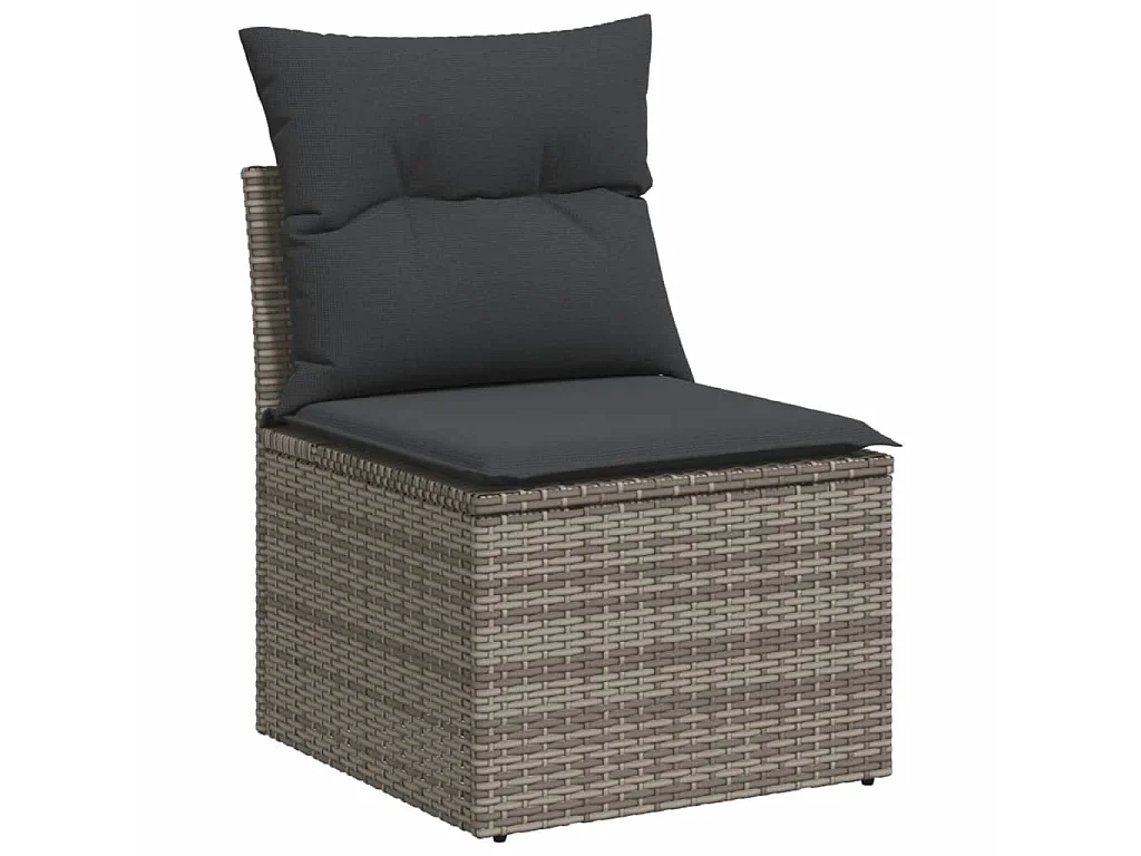 6-delige Loungeset met kussens poly rattan grijs