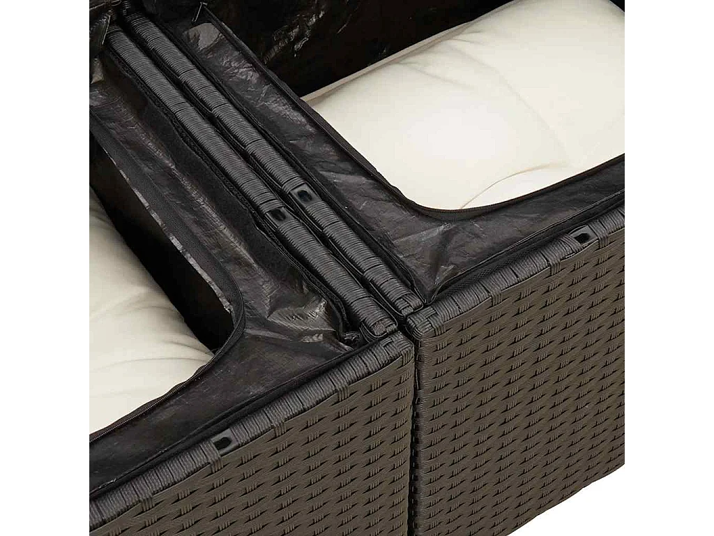Set Divani da Giardino con Cuscini 7pz Nero Polyrattan
