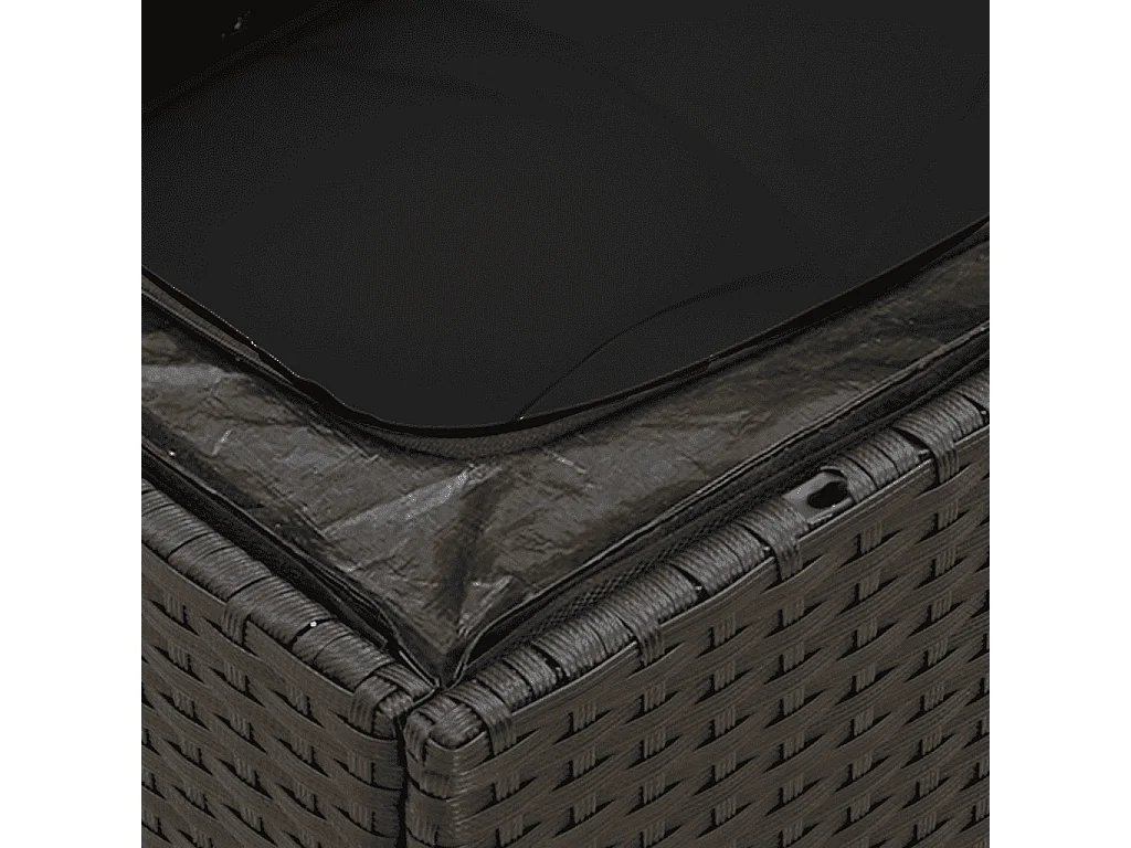 7 pcs conjunto de sofás p/ jardim c/ almofadões vime PE preto