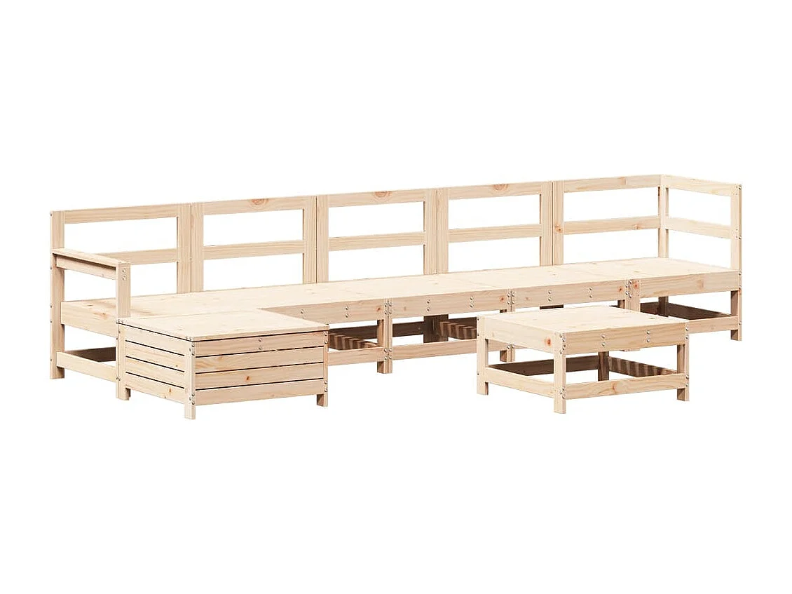 Salon de jardin 7 pcs Bois de pin massif