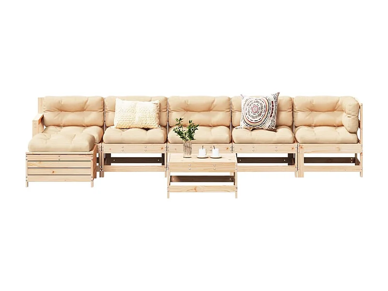 7-delige Loungeset massief grenenhout