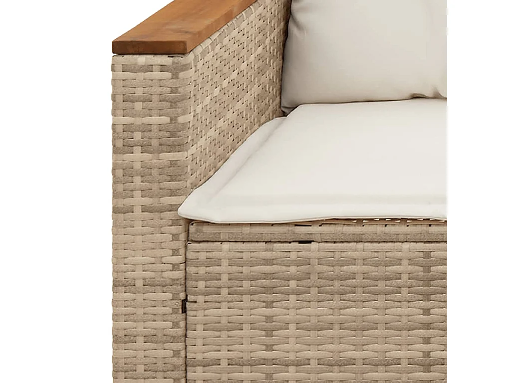 Salon de jardin avec coussins 5 pcs beige résine tressée acacia