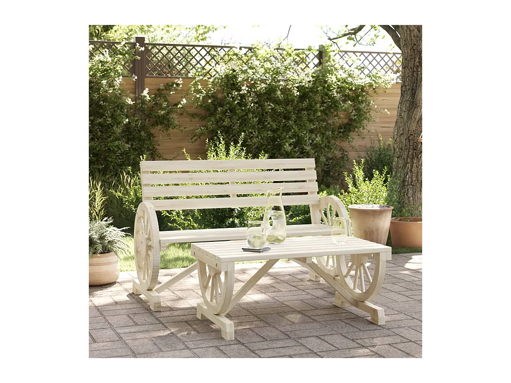 Set Salotto da Giardino 2 pz in Legno Massello di Abete