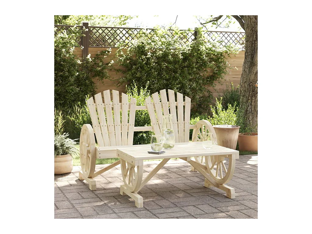 Salon de jardin 2 pcs bois de sapin massif