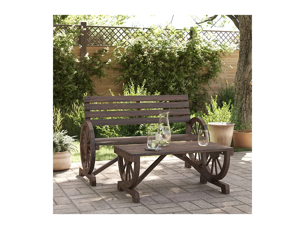 Set Salotto da Giardino 2 pz in Legno Massello di Abete
