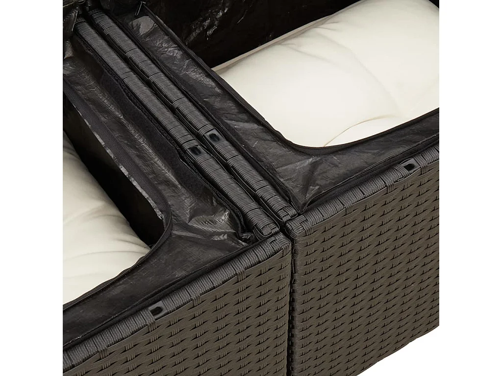 12-tlg. Garten-Sofagarnitur mit Kissen Schwarz Poly Rattan