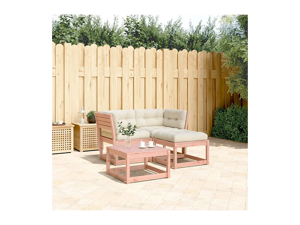 Salon de jardin 3 pcs avec coussins bois massif douglas