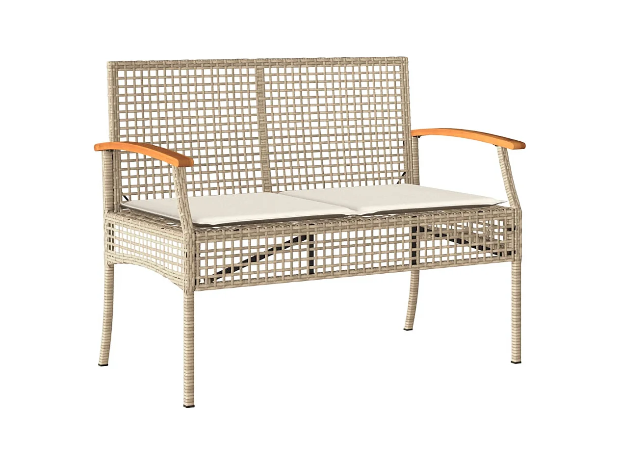4-delige Loungeset met kussens poly rattan beige
