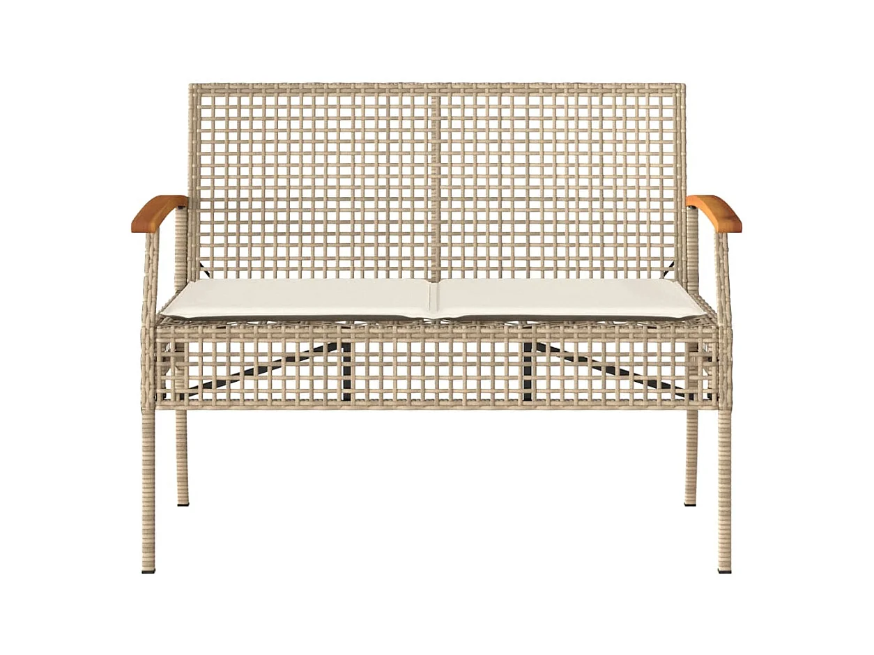 4-delige Loungeset met kussens poly rattan beige