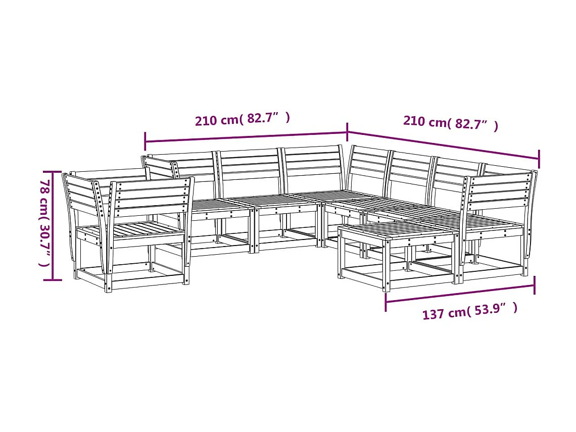 8-delige Loungeset geïmpregneerd grenenhout