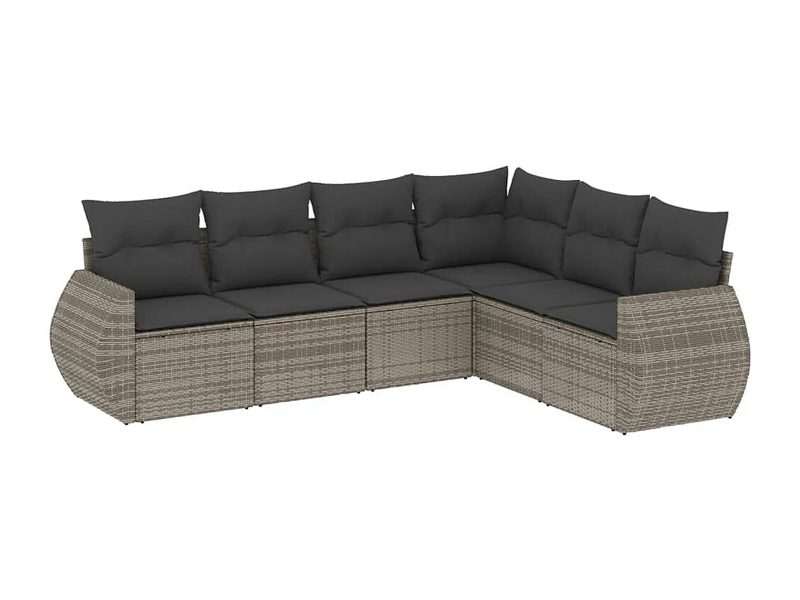 Set Divano da Giardino 6 pz con Cuscini Grigio in Polyrattan