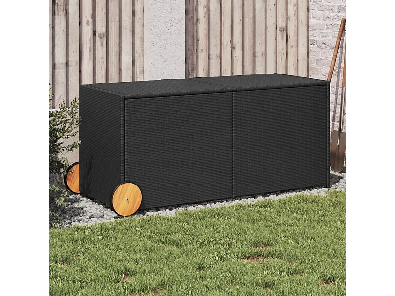Contenitore da Giardino con Ruote Nero 283L in Polyrattan