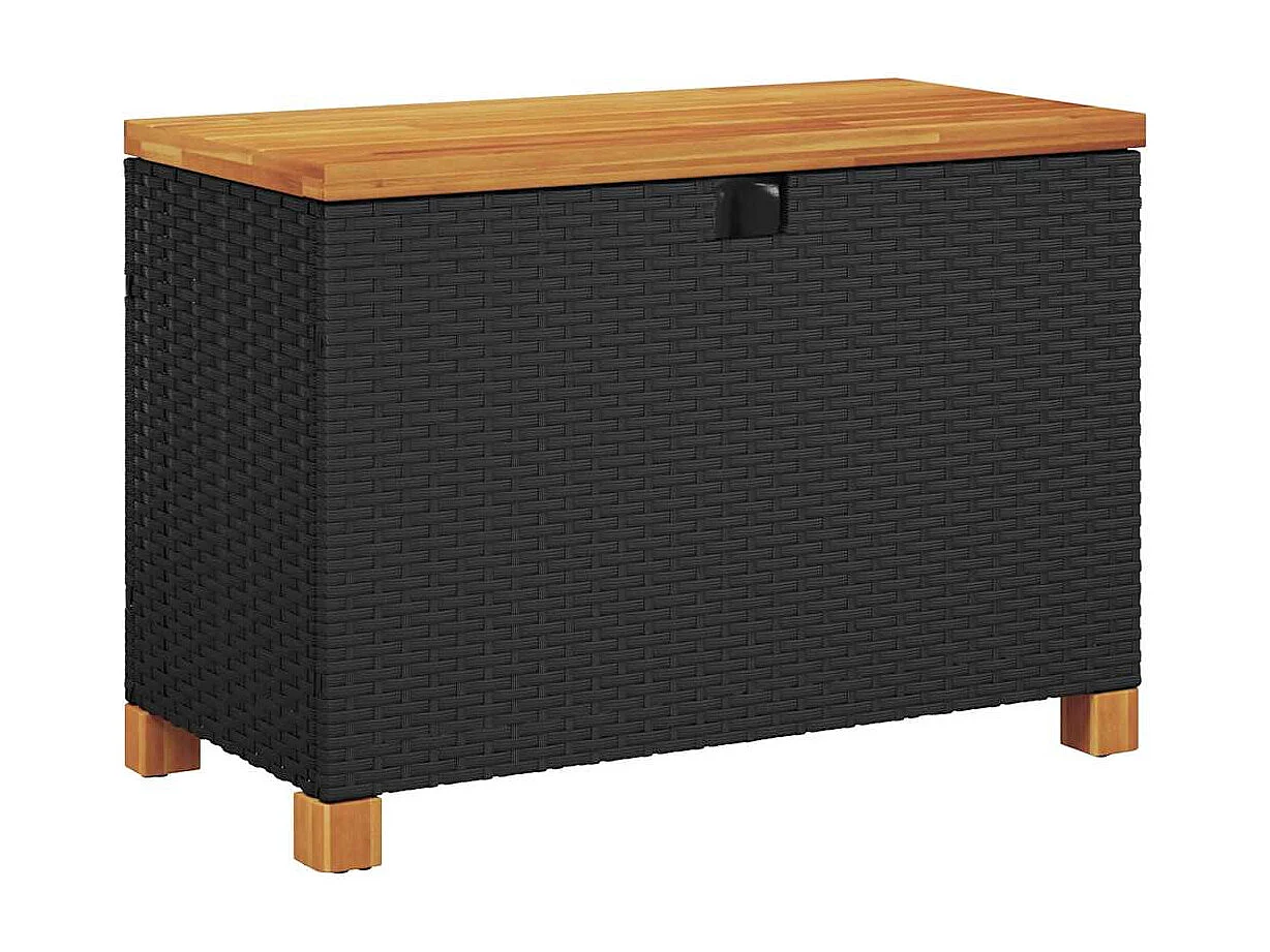 Tuinbox 80x40x48 cm poly rattan en acaciahout zwart