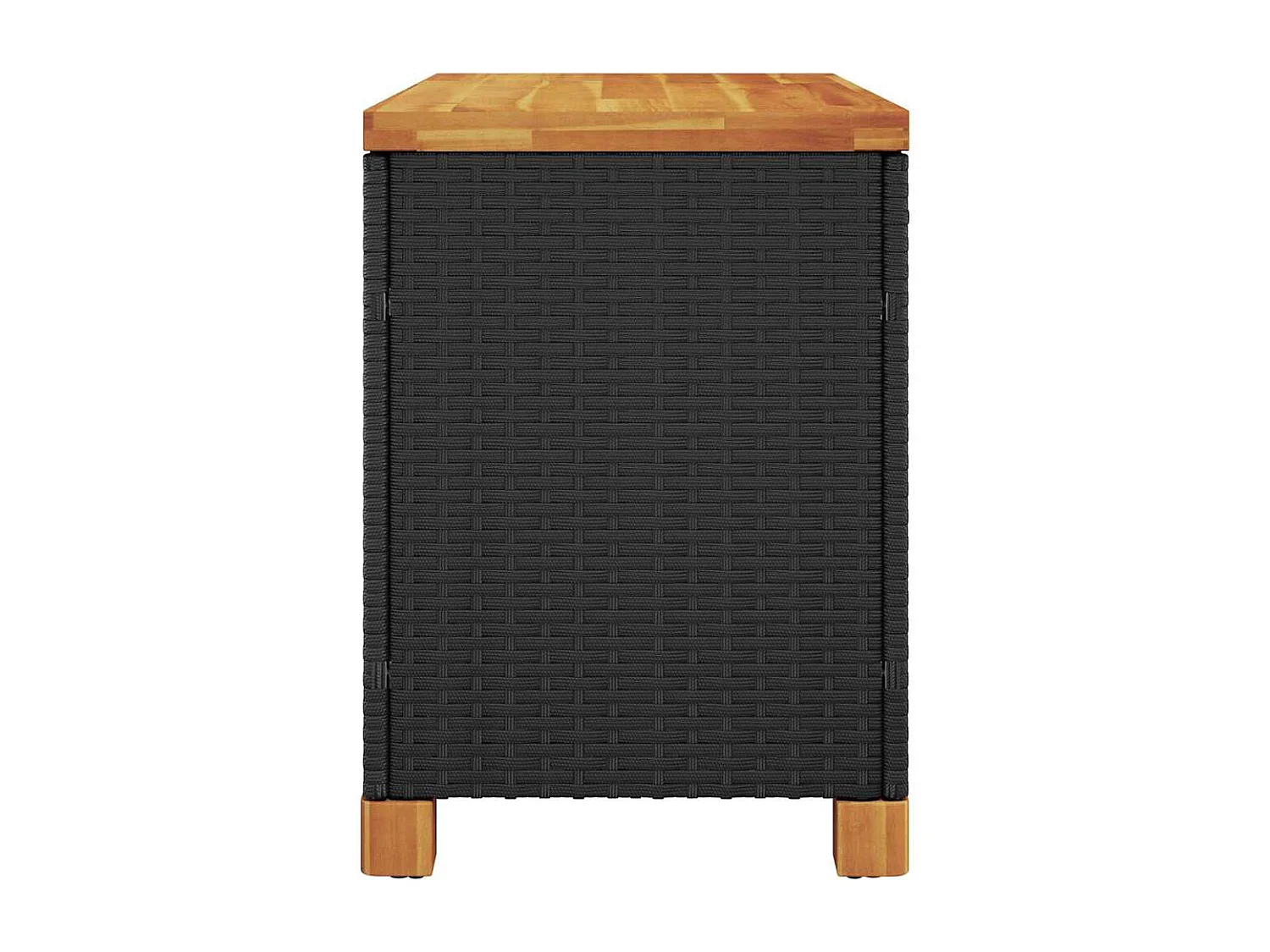 Tuinbox 80x40x48 cm poly rattan en acaciahout zwart