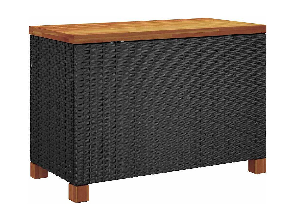 Tuinbox 80x40x48 cm poly rattan en acaciahout zwart