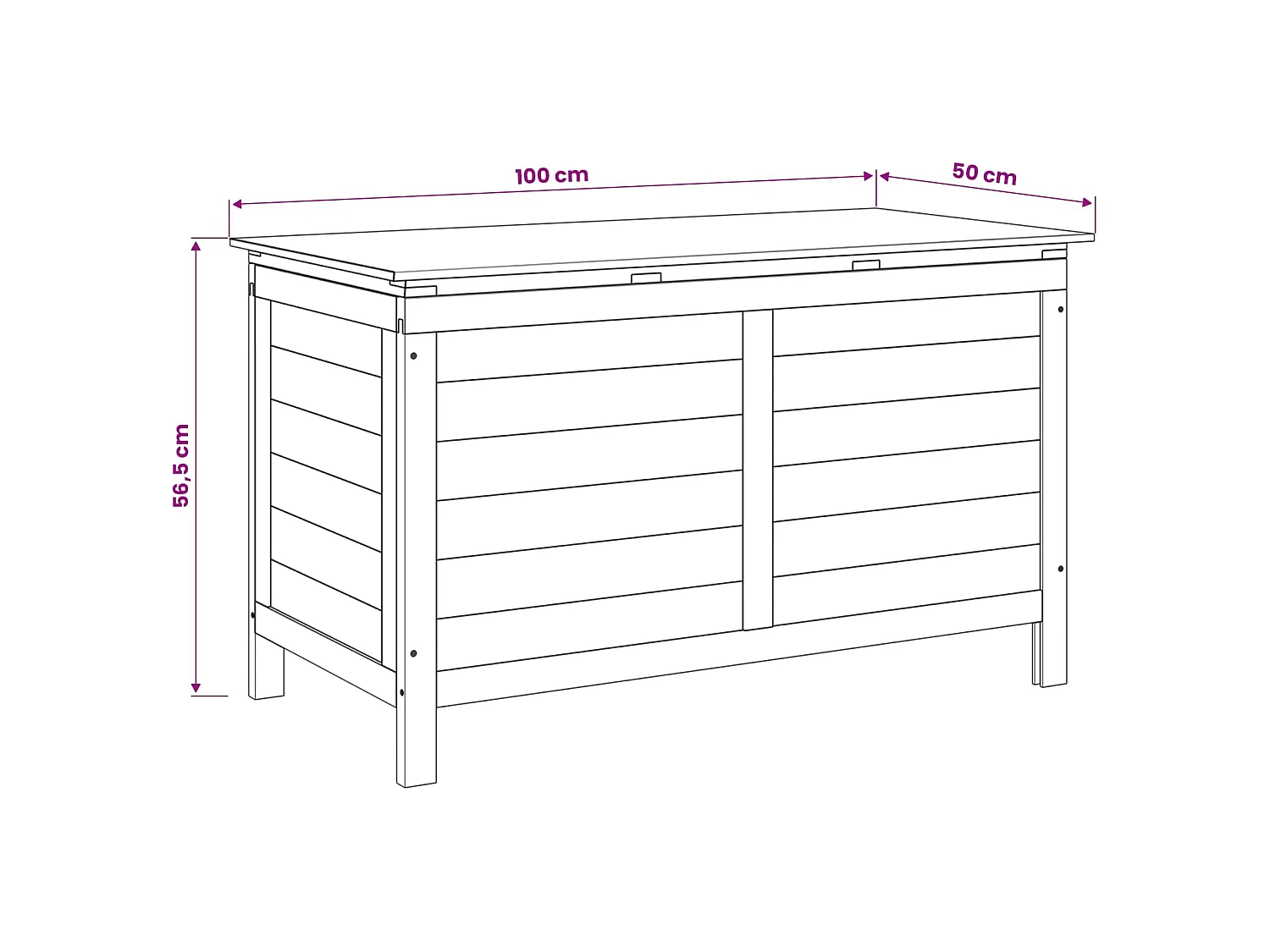 Boîte de rangement de jardin 99x49,5x58,5 cm bois massif sapin
