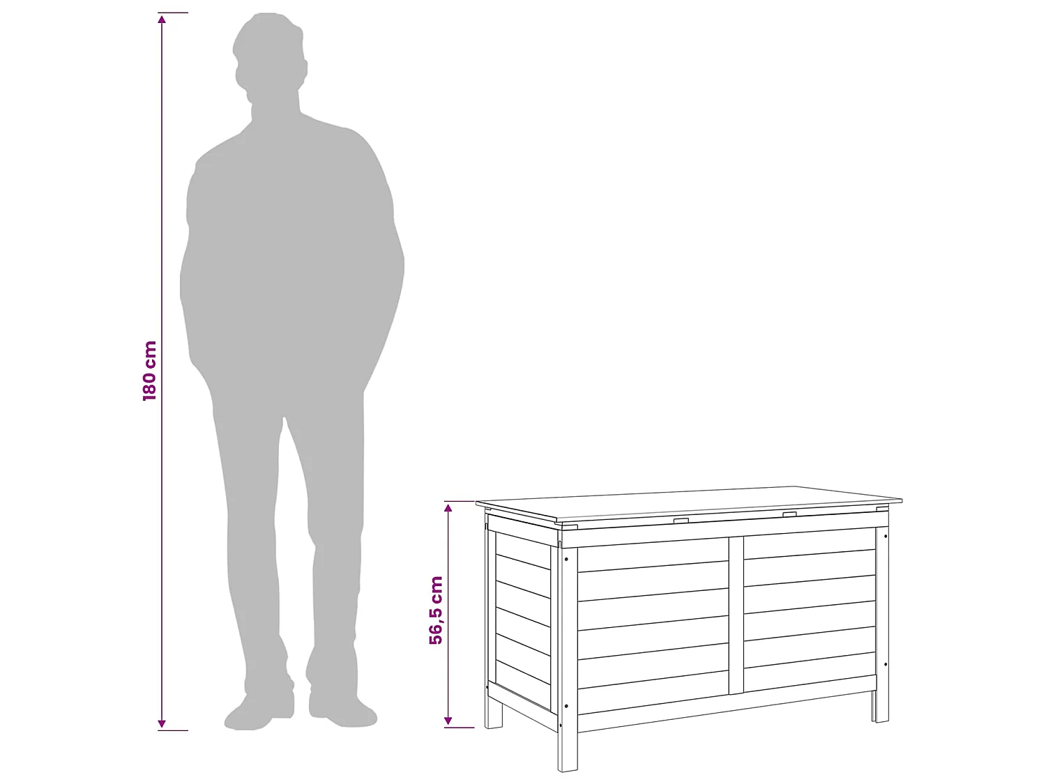 Boîte de rangement de jardin 99x49,5x58,5 cm bois massif sapin