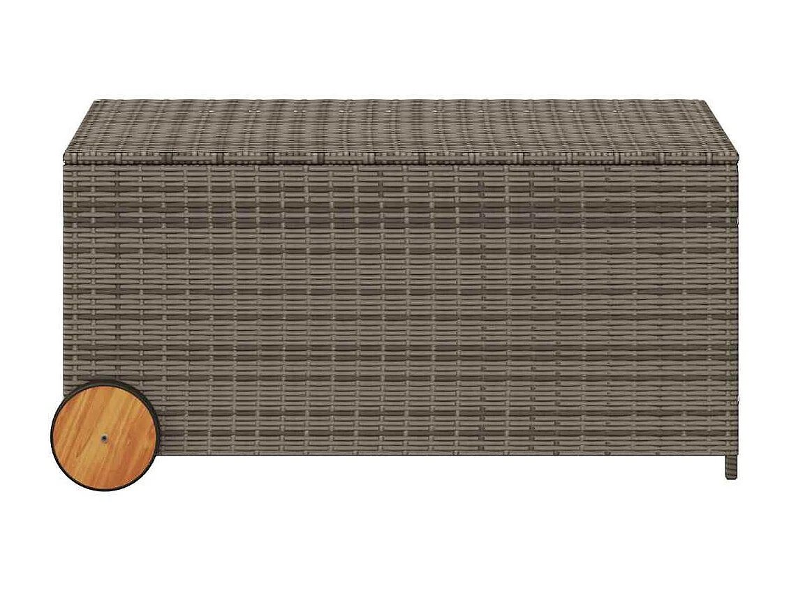 Tuinbox met wielen 190 L poly rattan grijs