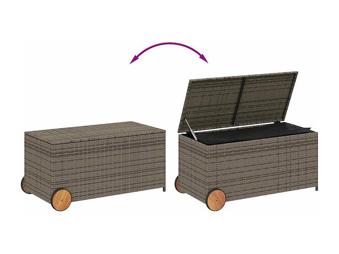 Tuinbox met wielen 190 L poly rattan grijs