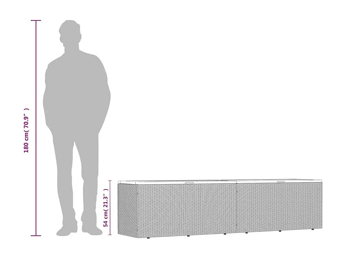 Boîte de rangement de jardin gris résine tressée bois d'acacia