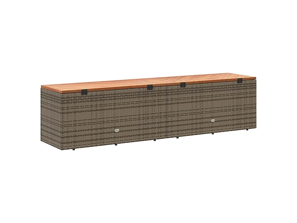 Caja de almacenaje jardín madera acacia ratán gris 220x50x54cm