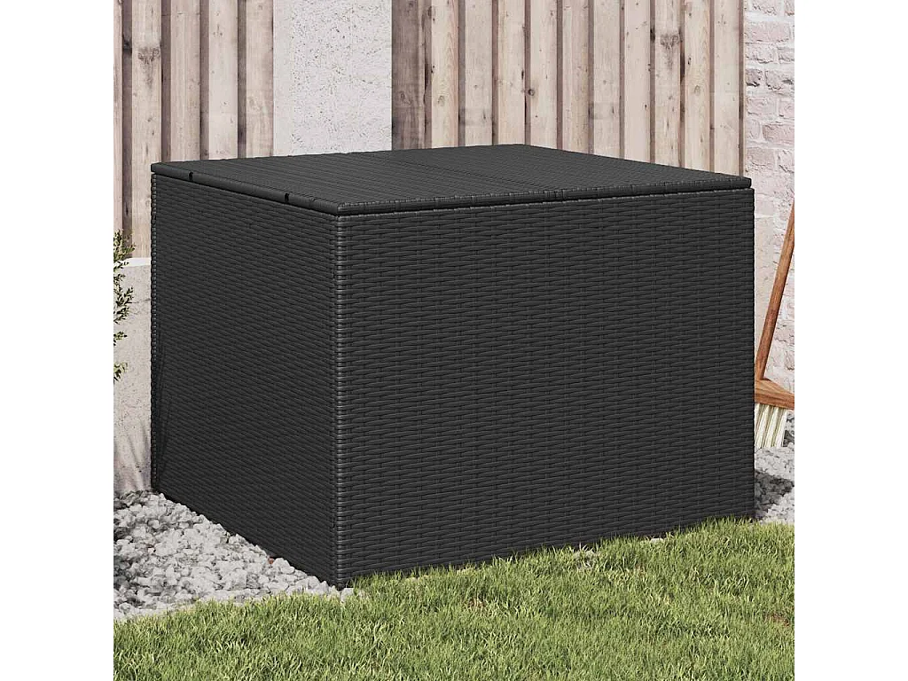 Boîte de rangement de jardin noir 291L résine tressée