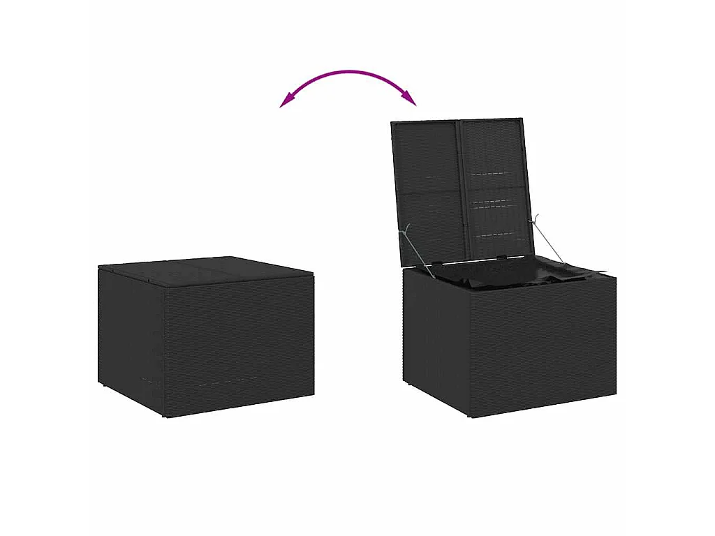 Boîte de rangement de jardin noir 291L résine tressée