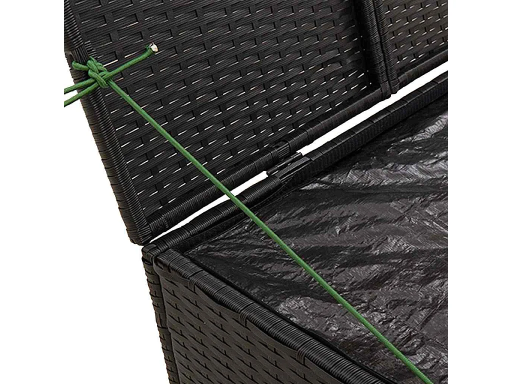 Boîte de rangement de jardin noir 291L résine tressée