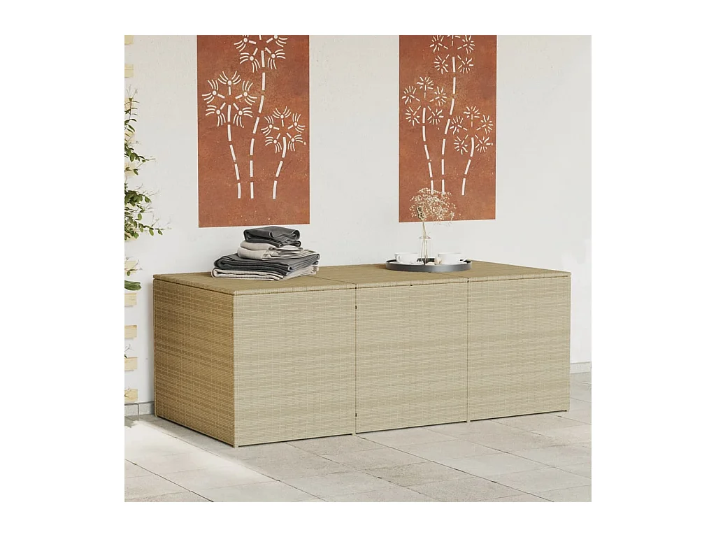 Boîte de rangement de jardin mélange beige 984L résine tressée