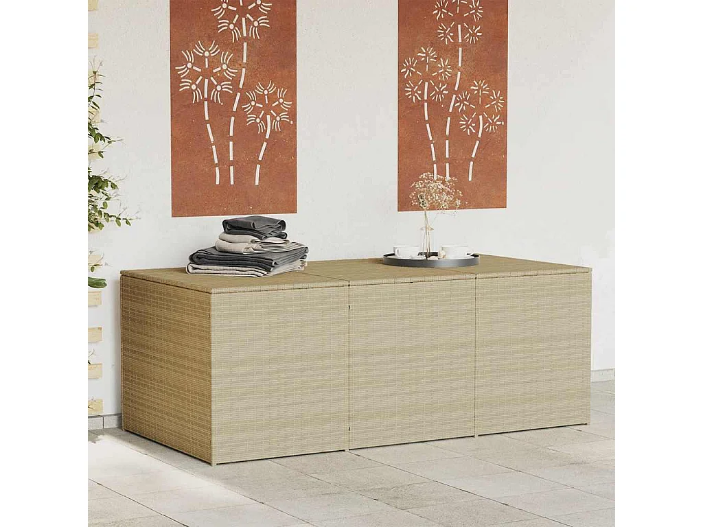 Gartentruhe Beige 984L Poly Rattan