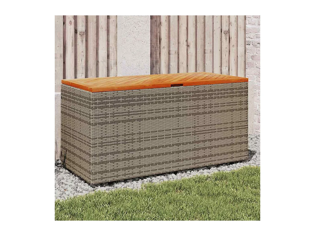 Tuinbox 110x50x54 cm poly rattan en acaciahout grijs