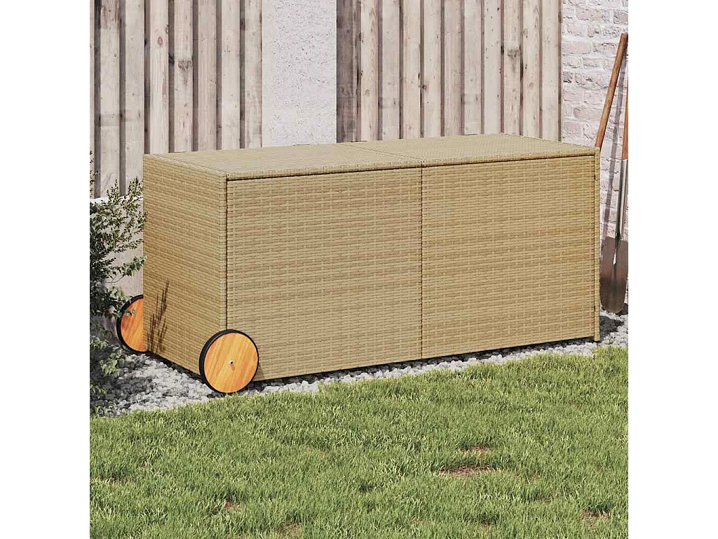 Contenitore da Giardino con Ruote Beige Misto 283L Polyrattan