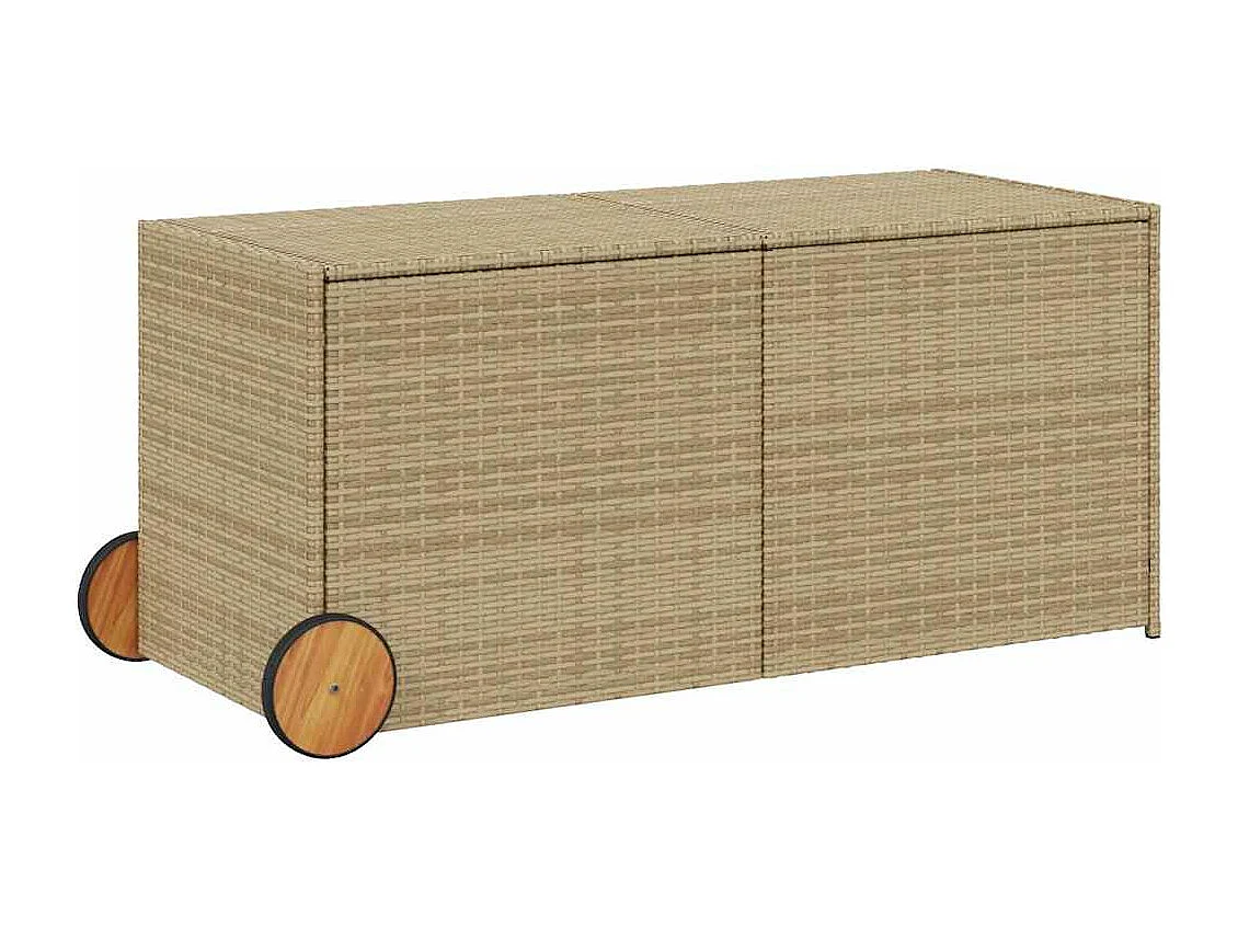 Contenitore da Giardino con Ruote Beige Misto 283L Polyrattan
