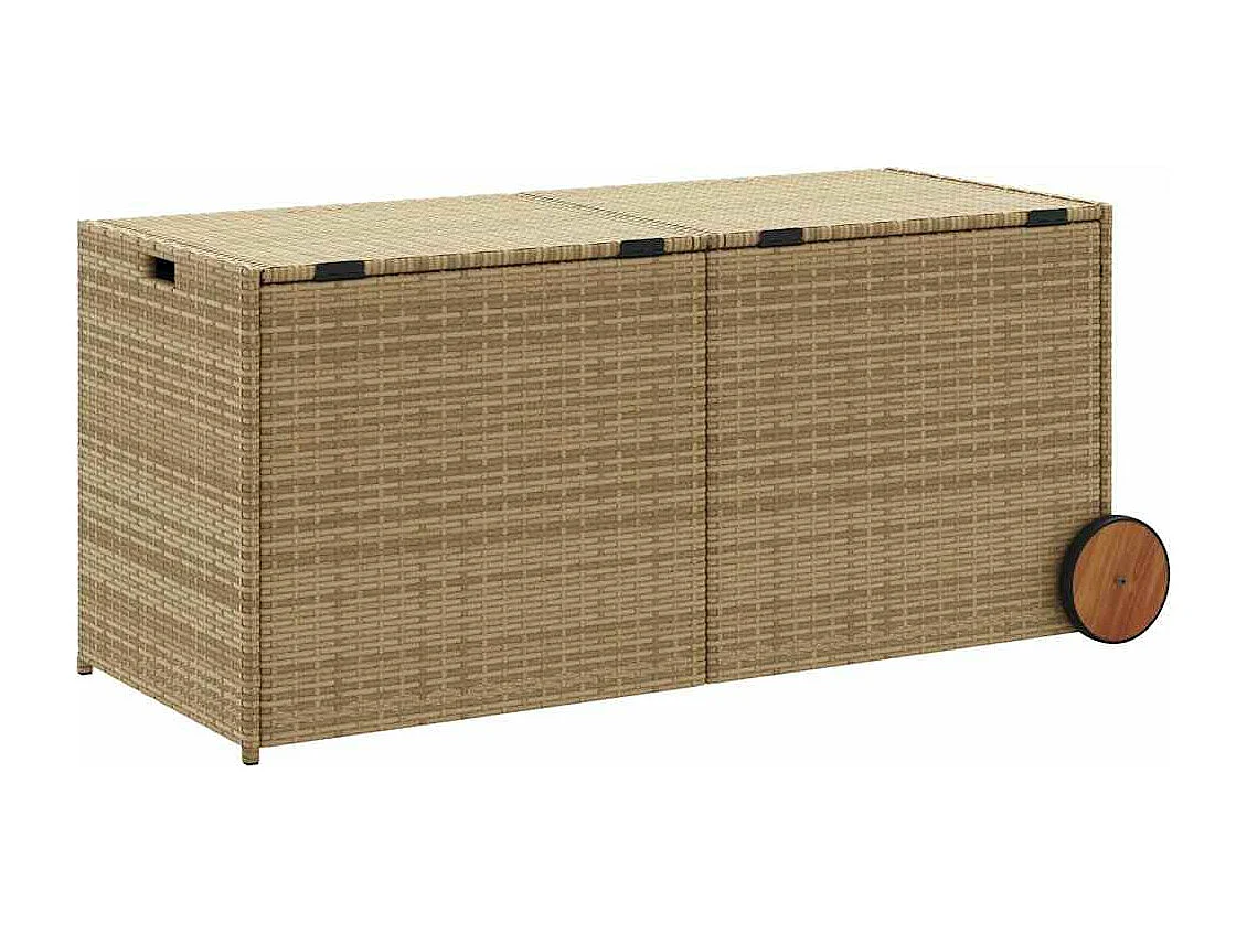 Contenitore da Giardino con Ruote Beige Misto 283L Polyrattan