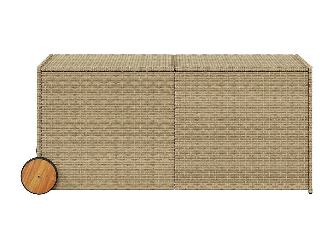 Tuinbox met wielen 283 L poly rattan gemengd beige