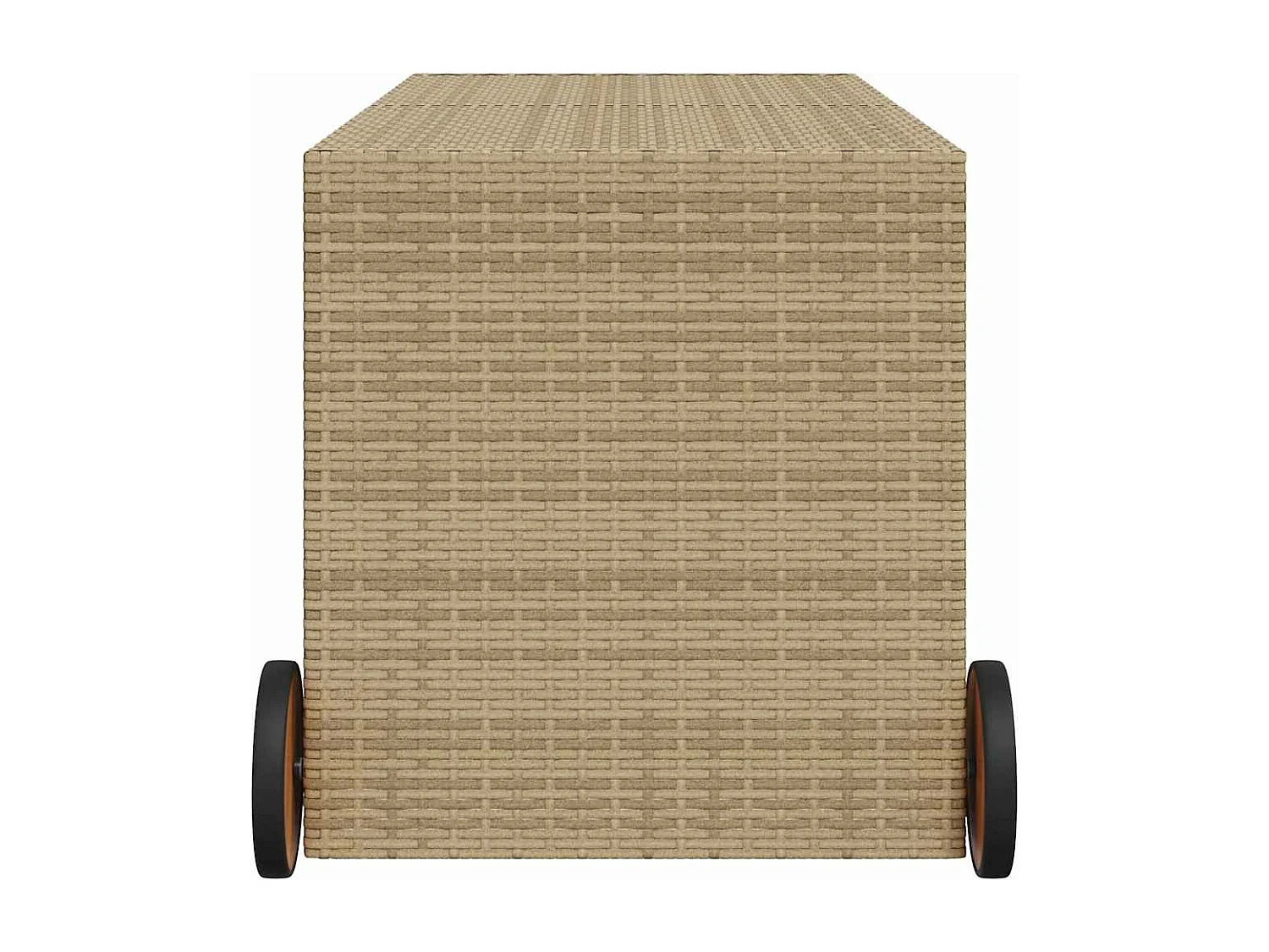 Tuinbox met wielen 283 L poly rattan gemengd beige