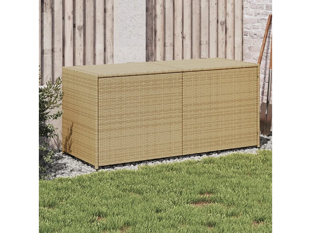 Boîte de rangement de jardin mélange beige 283L résine tressée