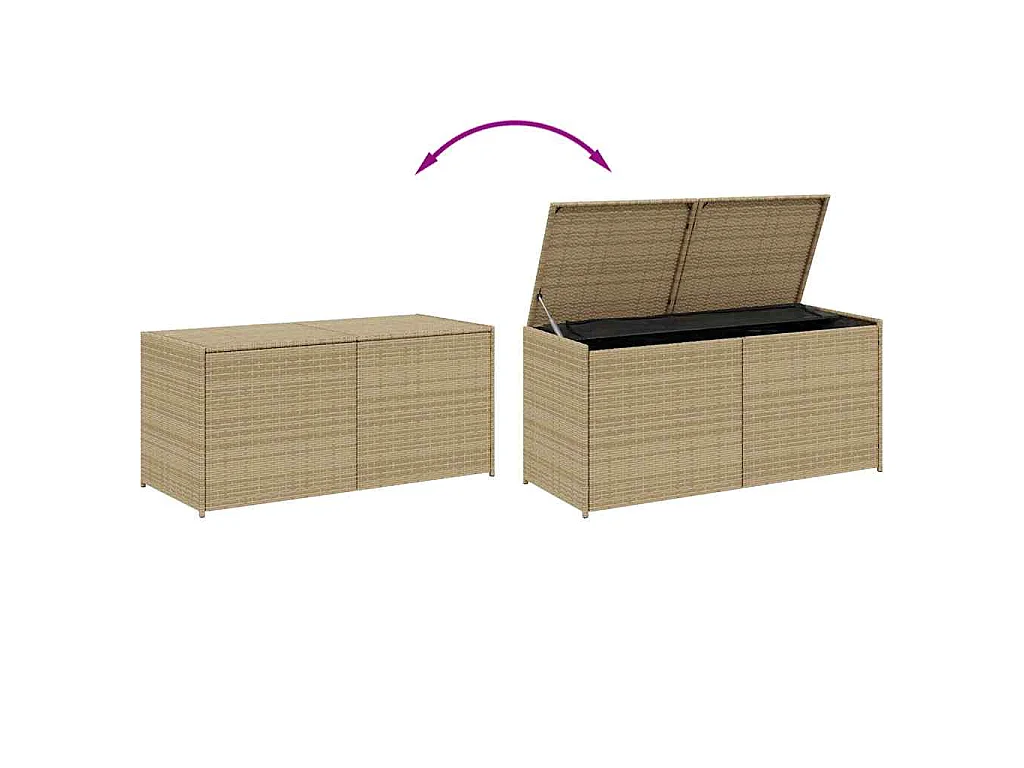 Boîte de rangement de jardin mélange beige 283L résine tressée