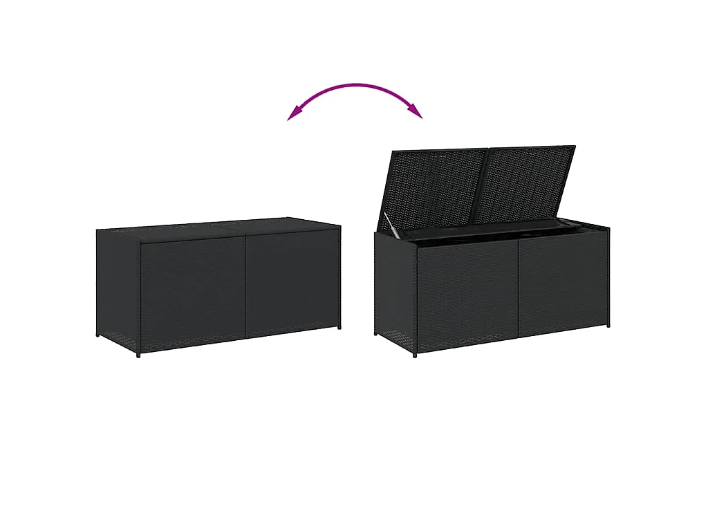 Boîte de rangement de jardin noir 283L résine tressée