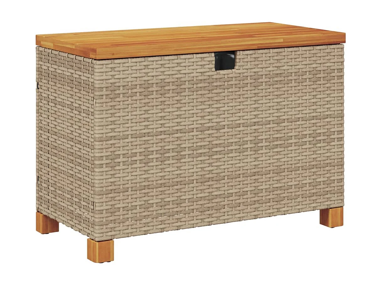 Tuinbox 80x40x48 cm poly rattan en acaciahout beige