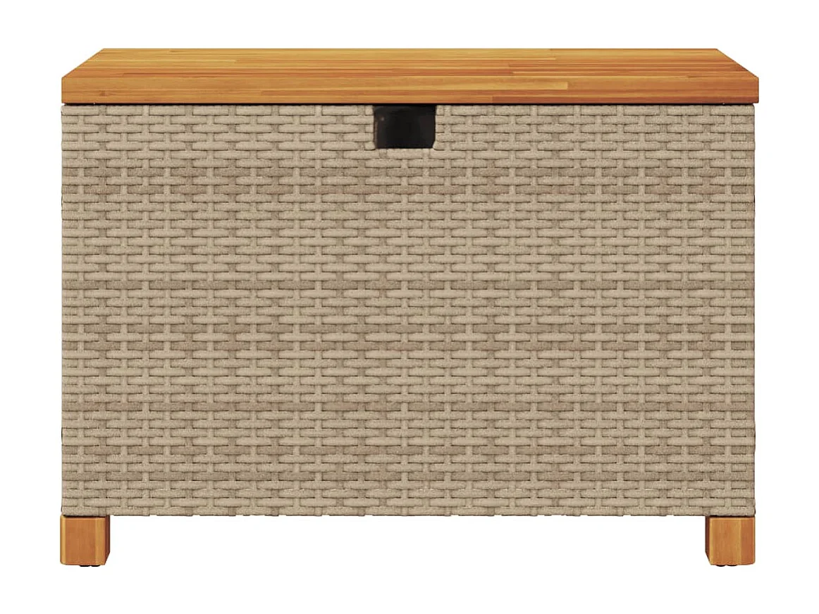 Tuinbox 80x40x48 cm poly rattan en acaciahout beige