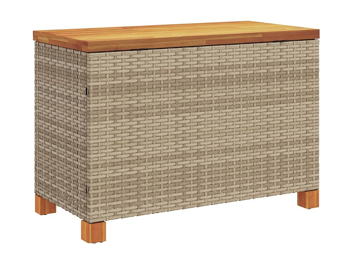 Tuinbox 80x40x48 cm poly rattan en acaciahout beige