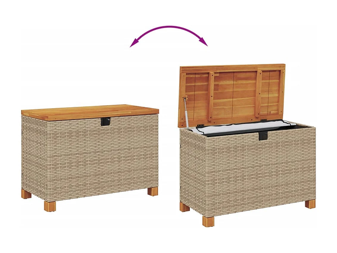 Tuinbox 80x40x48 cm poly rattan en acaciahout beige
