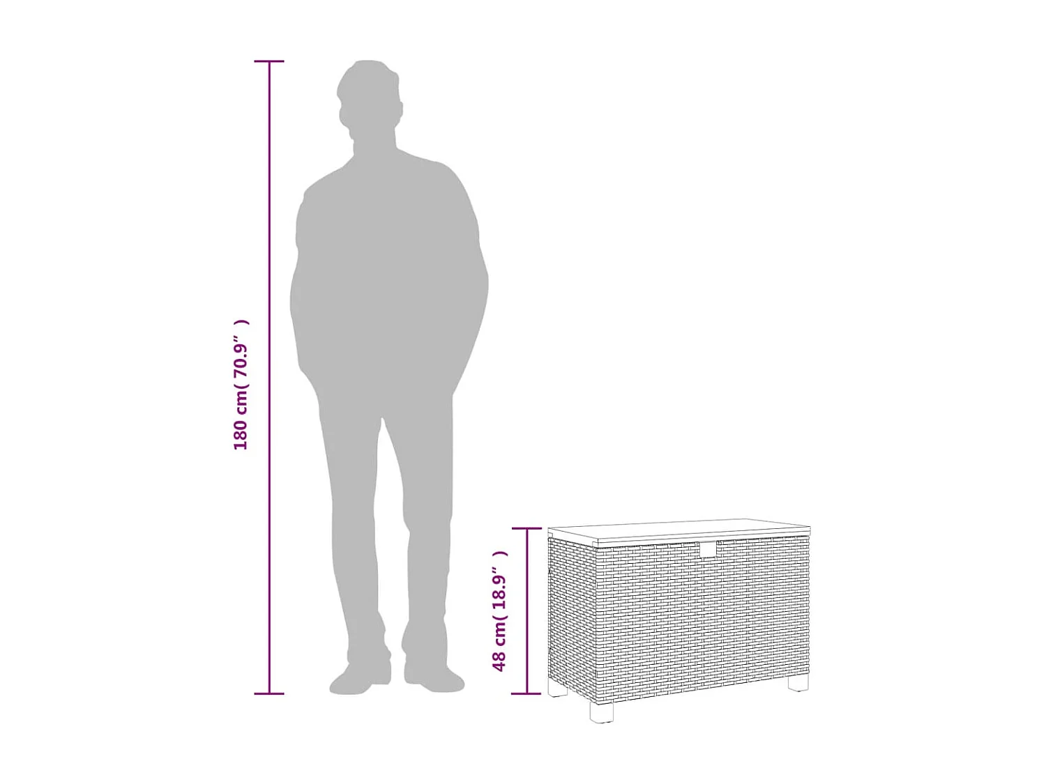 Tuinbox 80x40x48 cm poly rattan en acaciahout beige