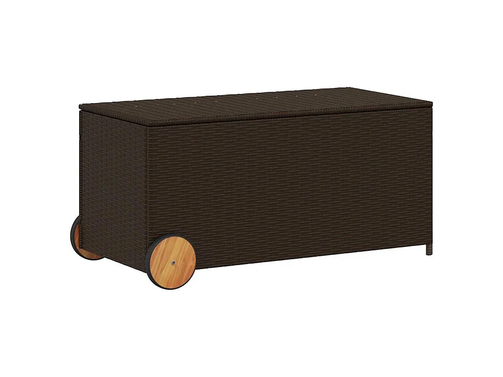 Contenitore da Giardino con Ruote Marrone 190L in Polyrattan