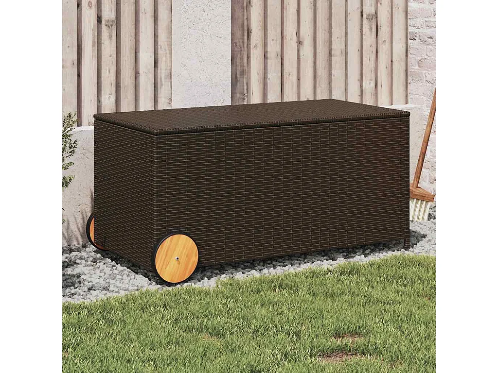 Contenitore da Giardino con Ruote Marrone 190L in Polyrattan