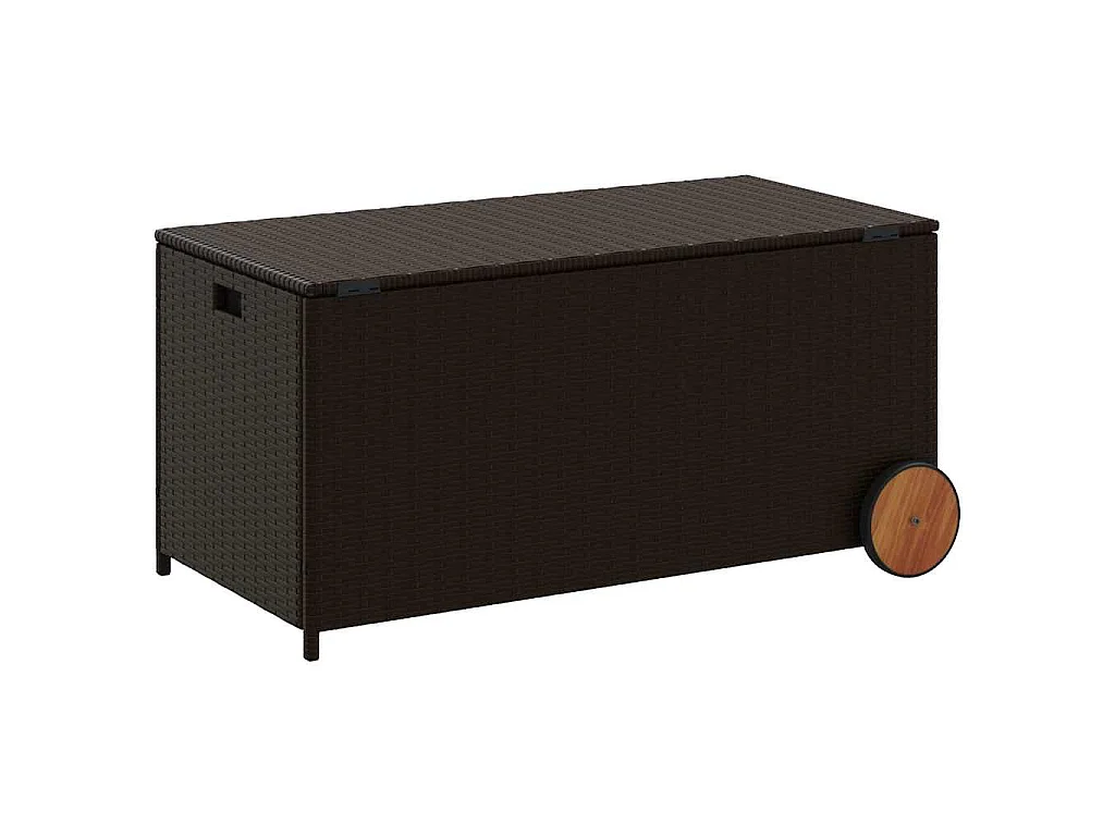 Contenitore da Giardino con Ruote Marrone 190L in Polyrattan