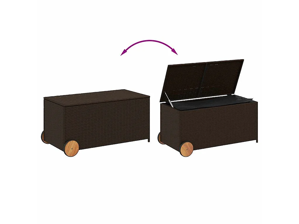 Contenitore da Giardino con Ruote Marrone 190L in Polyrattan
